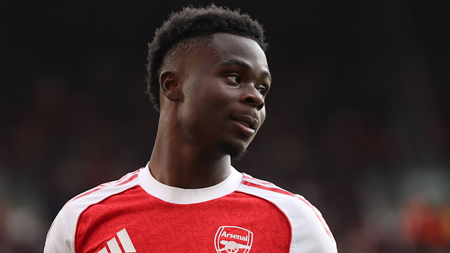 Bukayo Saka in action for Arsenal.