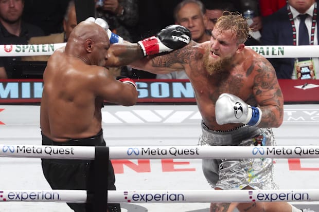 Mike Tyson fights Jake Paul at AT&T Stadium. 