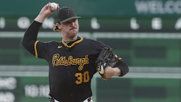 Pittsburgh Pirates starting pitcher Paul Skenes (30) delivers a pitch against the Miami Marlins during the first inning at PNC Park. 