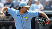 Tampa Bay Rays pitcher Connor Seabold (41) throws a pitch against the New York Yankees during the third inning at George M. Steinbrenner Field. 