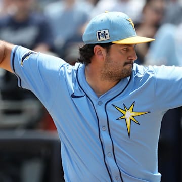 Tampa Bay Rays pitcher Connor Seabold (41) throws a pitch against the New York Yankees during the third inning at George M. Steinbrenner Field. 