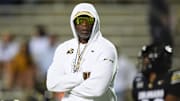 Sep 20, 2025; Boulder, Colorado, USA; Colorado Buffaloes head coach Deion Sanders before the game against the Wyoming Cowboys at Folsom Field. Mandatory Credit: Ron Chenoy-Imagn Images