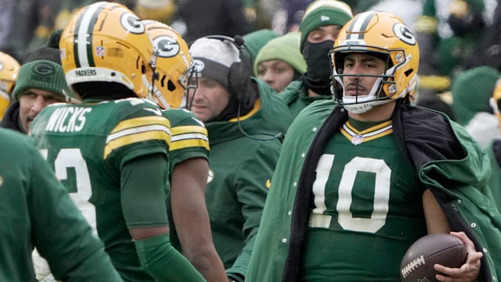 Green Bay Packers quarterback Jordan Love (10) is shown On the sidelines after being injured during the first quarter of their game Sunday, January 5, 2025 at Lambeau Field in Green Bay, Wisconsin. The Chicago Bears beat the Green Bay Packers 24-22. Green Bay Packers quarterback Jordan Love (10) is shown On the sidelines after being injured during the first quarter of their game Sunday, January 5, 2025 at Lambeau Field in Green Bay, Wisconsin. The Chicago Bears beat the Green Bay Packers 24-22.