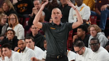 Arizona State Sun Devils head coach Bobby Hurley reacts against the Iowa State Cyclones during the second half at Desert Financial Arena.