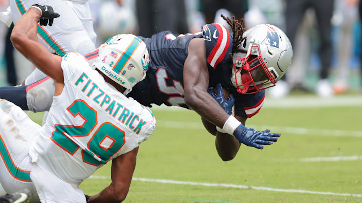 Rhamondre Stevenson lost two fumbles in the Patriots' Week 3 loss to the Steelers. Rhamondre Stevenson lost two fumbles in the Patriots' Week 3 loss to the Steelers.