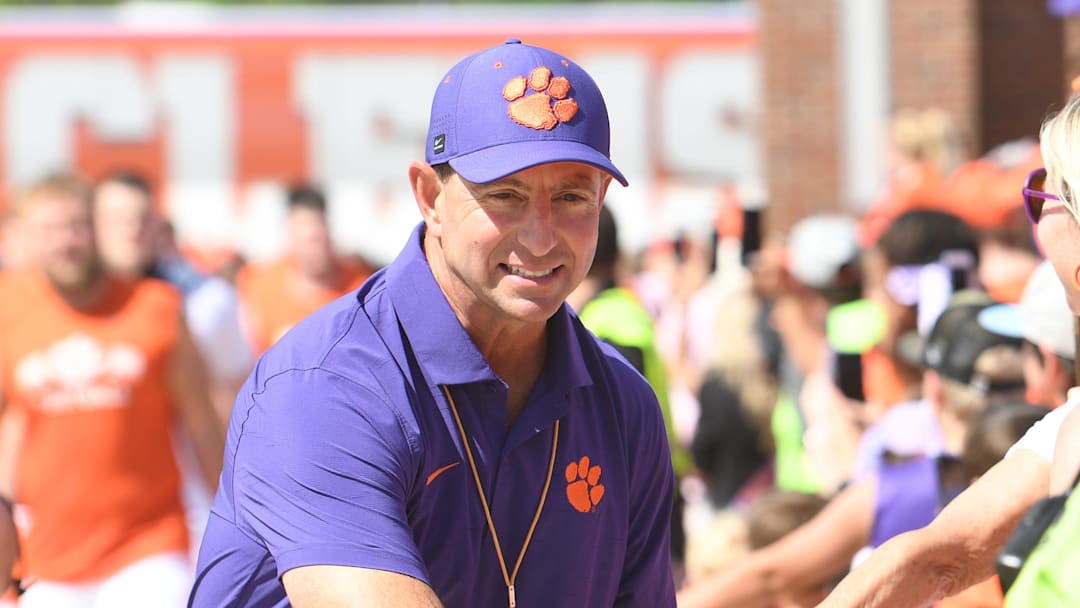 Clemson head coach Dabo Swinney during Tiger Walk before the annual Orange and White Spring game.