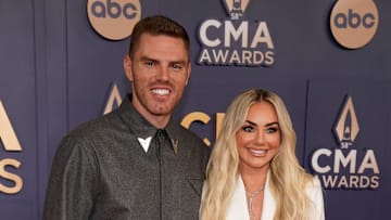 Freddie Freeman poses on the red carpet before the 58th Annual Country Music Association Awards in Nashville, Tenn., Wednesday, Nov. 20, 2024.
