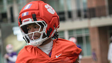 Clemson wide receiver T.J. Moore (1) during Clemson football 2025 practice at the Allen N. Reeves Football Complex in Clemson, S.C. Friday, August 1, 2025.