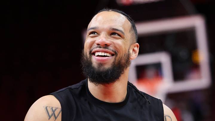 Houston, Texas, USA; Houston Rockets forward Dillon Brooks (9) smiles before the game against the San Antonio Spurs at Toyota Center on Feb 26, 2025.