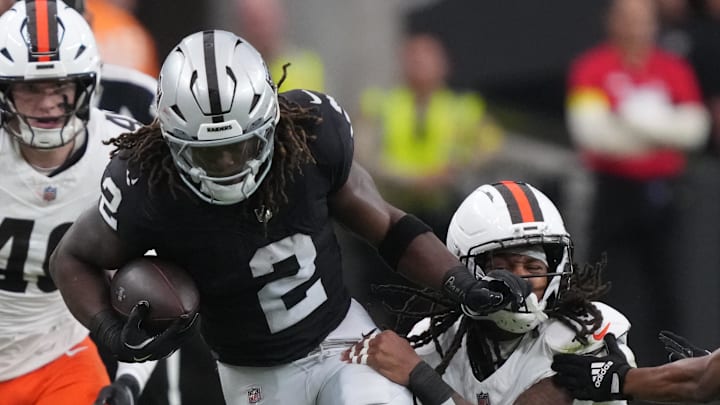 Las Vegas Raiders running back Ashton Jeanty (2) faces the Houston Texans in Week 16. Las Vegas Raiders running back Ashton Jeanty (2) faces the Houston Texans in Week 16.
