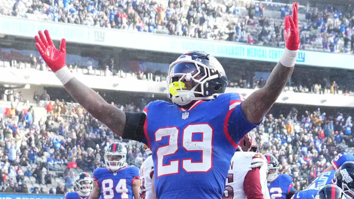 New York Giants running back Tyrone Tracy Jr. faces the Las Vegas Raiders in Week 17.