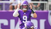 Aug 10, 2024; Minneapolis, Minnesota, USA; Minnesota Vikings quarterback J.J. McCarthy (9) under center against the Las Vegas Raiders in the third quarter at U.S. Bank Stadium. Mandatory Credit: Brad Rempel-USA TODAY Sports