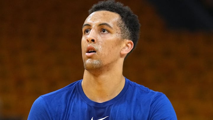 Apr 23, 2023; San Francisco, California, USA; Golden State Warriors forward Patrick Baldwin Jr. (7) warms up before game four of the 2023 NBA playoffs against the Sacramento Kings at Chase Center. Mandatory Credit: Darren Yamashita-Imagn Images