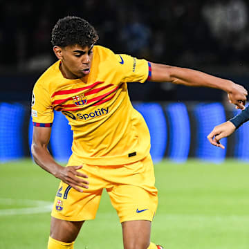 PSG targeted Lamine Yamal (left) as a possible replacement for Kylian Mbappe (right)
