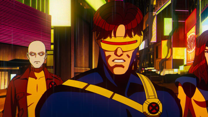 Morph (voiced by JP Karliak), Cyclops (voiced by Ray Chase) and Jean Grey (voiced by Jennifer Hale) in Marvel Animation's X-
