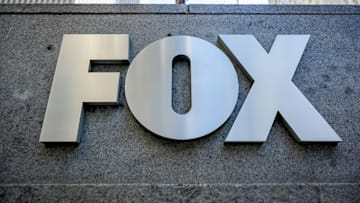 Sign at the main entrance to the FOX News Headquarters at...