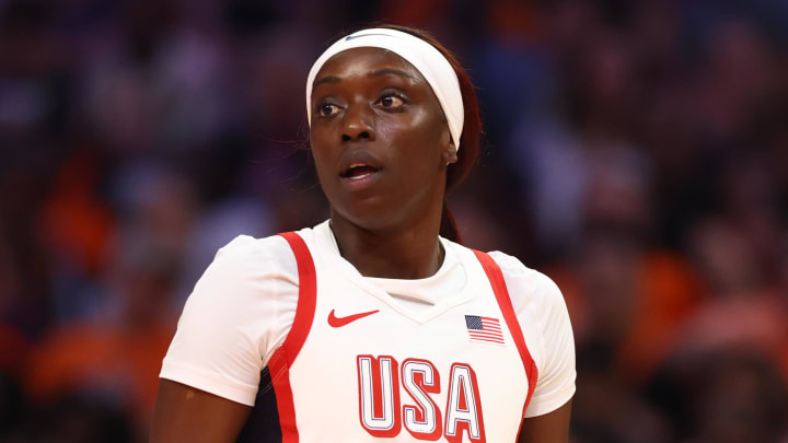 Jul 20, 2024; Phoenix, AZ, USA; USA Women's National Team guard Kahleah Copper (7) during the WNBA All Star game at Footprint Center. 