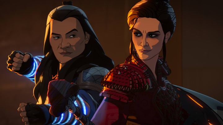 (L-R): Xu Wenwu and Hela in Marvel Studios' WHAT IF…?, Season 2 exclusively on Disney+. © 2023 MARVEL.