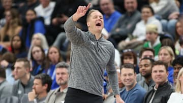 Kevin Young calls out to his team in a clash with Wyoming.