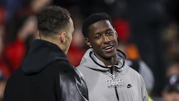 Nov 11, 2022; Cincinnati, Ohio, USA; Cincinnati Bearcats former player Sauce Gardner during the first half in the game against the East Carolina Pirates at Nippert Stadium. Mandatory Credit: Katie Stratman-Imagn Images