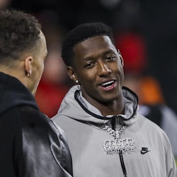 Nov 11, 2022; Cincinnati, Ohio, USA; Cincinnati Bearcats former player Sauce Gardner during the first half in the game against the East Carolina Pirates at Nippert Stadium. Mandatory Credit: Katie Stratman-Imagn Images