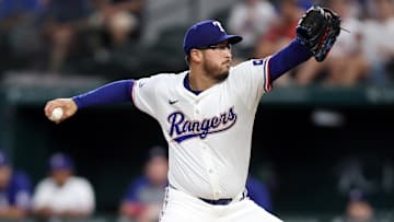 Texas Rangers pitcher Dane Dunning (33) throws a pitch against the Pittsburgh Pirates in the first inning at Globe Life Field.