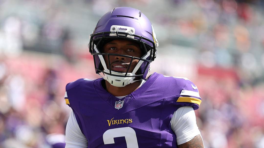 Minnesota Vikings cornerback Isaiah Rodgers looks on during warmups prior to the game against the Tampa Bay Buccaneers.