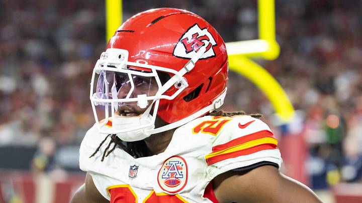 Aug 9, 2025; Glendale, Arizona, USA; Kansas City Chiefs cornerback Nohl Williams (20) against the Arizona Cardinals during a preseason NFL game at State Farm Stadium. Mandatory Credit: Mark J. Rebilas-Imagn Images