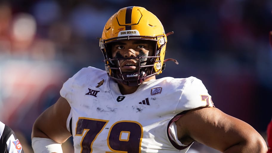 Arizona State Sun Devils offensive lineman Leif Fautanu (79). | Mark J. Rebilas-Imagn Images