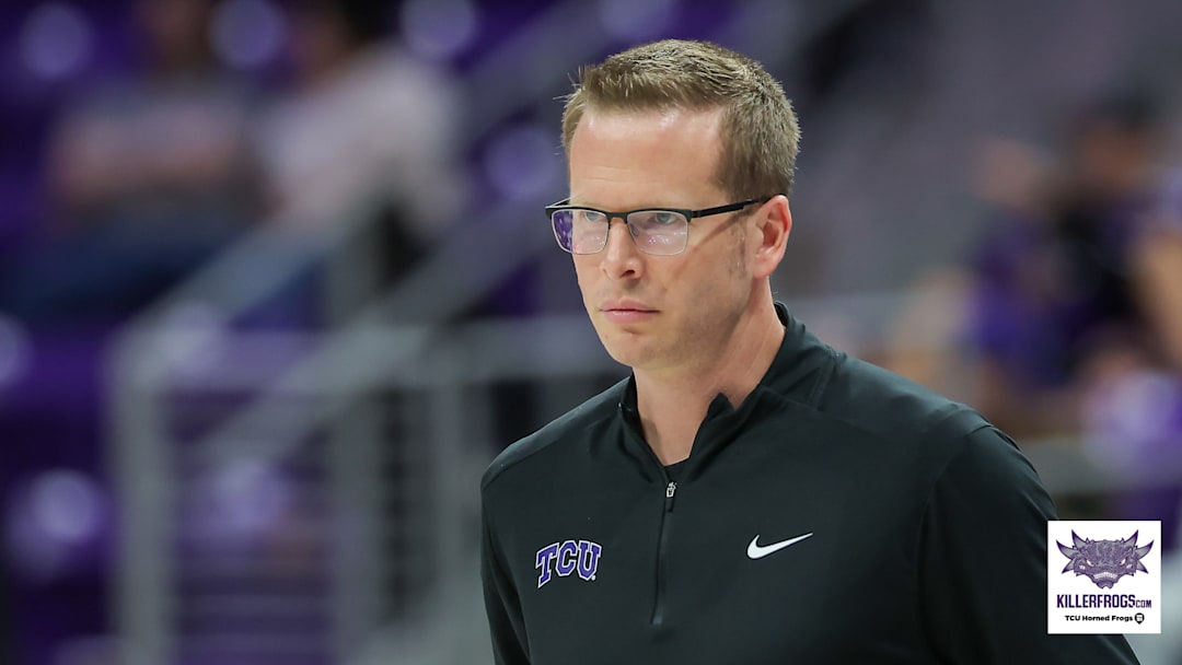 TCU Horned Frogs head coach Mark Campbell looks on during the team's matchup against Oklahoma State at Schollmaier Arena in Fort Worth, Texas on Jan. 7, 2026.