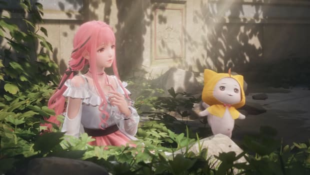 Nikki and Momo in a still image from Infinity Nikki's gameplay trailer.