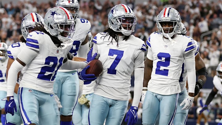 Dallas Cowboys cornerback Trevon Diggs and his teammates react after an interception against the Philadelphia Eagles. Dallas Cowboys cornerback Trevon Diggs and his teammates react after an interception against the Philadelphia Eagles.