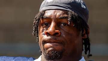 Former Dallas Cowboys linebacker Damone Clark (33) during training camp at the Marriott Residence Inn-River Ridge playing fields.
