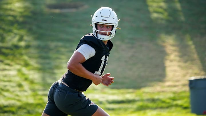 Texas Longhorns quarterback, Arch Manning during his first practice of the spring season on Tuesday, March 25, 2025.