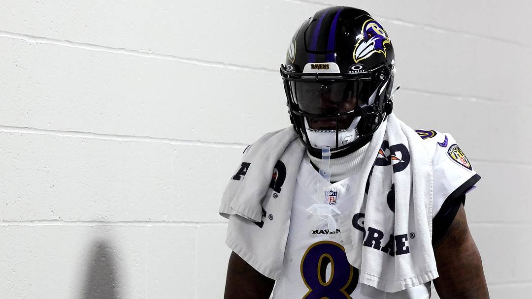 Jan 4, 2026; Pittsburgh, Pennsylvania, USA;  Baltimore Ravens quarterback Lamar Jackson (8) walks to the field to play the Pittsburgh Steelers at Acrisure Stadium. Mandatory Credit: Charles LeClaire-Imagn Images
