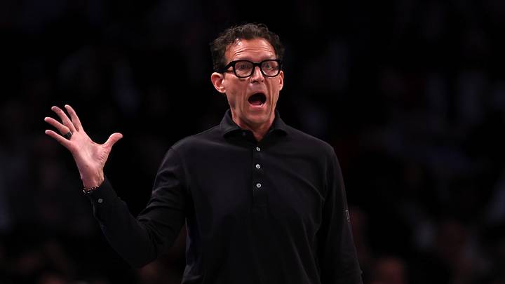 Atlanta Hawks head coach Quin Snyder reacts against the Brooklyn Nets.