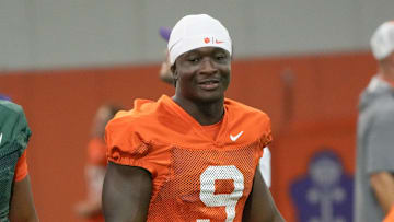 Clemson running back Gideon Davidson (9) during Clemson football 2025 practice at the Allen N. Reeves Football Complex in Clemson, S.C. Friday, August 1, 2025.