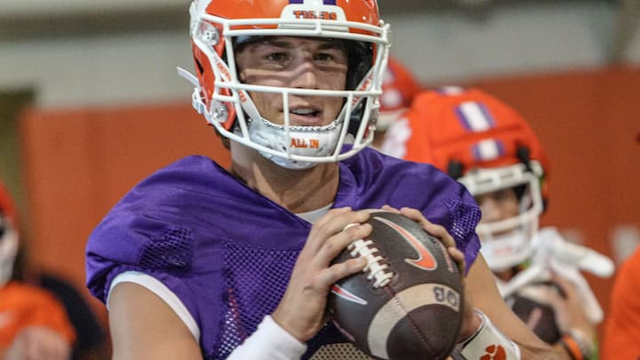 Clemson quarterback Cade Klubnik (2) during Clemson football 2025 practice at the Allen N. Reeves Football Complex in Clemson, S.C. Friday, August 1, 2025.
