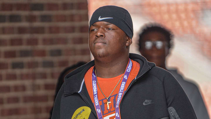 Jeremiah McGowan of AC Flora High in South Carolina visits Clemson football before kickoff with Troy University, at Memorial Stadium in Clemson Saturday, September 6, 2025. McGowan announced on Saturday that he is transferring to Dutch Fork. Jeremiah McGowan of AC Flora High in South Carolina visits Clemson football before kickoff with Troy University, at Memorial Stadium in Clemson Saturday, September 6, 2025. McGowan announced on Saturday that he is transferring to Dutch Fork.