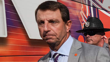 Sep 20, 2025; Clemson, South Carolina, USA; Clemson Tigers head coach Dabo Swinney greets fans during Tiger Walk outside Memorial Stadium before the game against the Syracuse Orange. Mandatory Credit: Ken Ruinard/GREENVILLE NEWS-USA TODAY Network via Imagn Images