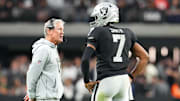 Las Vegas Raiders quarterback Geno Smith flipped off fans after the loss to the Browns. 