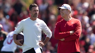 San Francisco 49ers head coach Kyle Shanahan (left) and general manager John Lynch (right)
