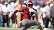 Virginia Union running back Jada Byers breaks the tackle of Morehouse's Cameron Selders as he runs for a first-half touchdown in the Black College Football Hall of Fame Classic, Sunday, Sept. 3, 2023, in Canton.