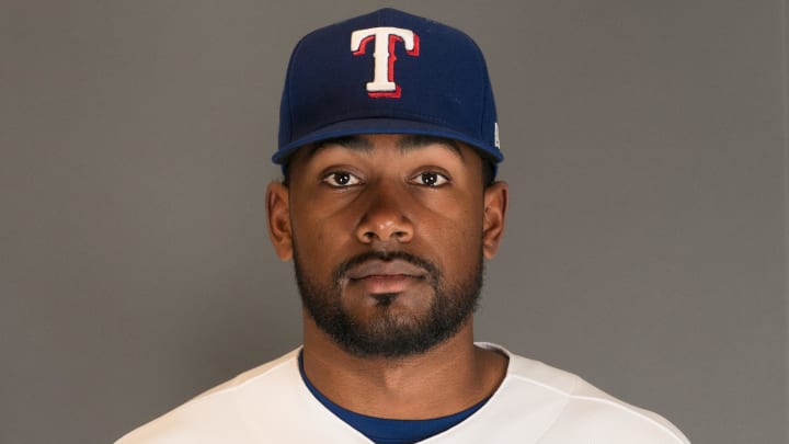 Feb 21, 2023; Surprise, AZ, USA; Texas Rangers pitcher Kumar Rocker (80) poses for a photo during photo day at Surprise Stadium. Mandatory Credit: Allan Henry-USA TODAY Sports