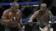 Jon Jones lands a hit against Daniel Cormier during UFC 214 at Honda Center. 