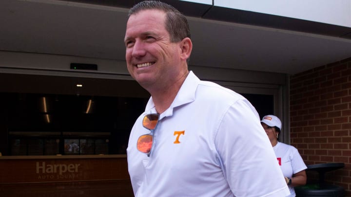 Tennessee athletic director Danny White smiles while Pilot employees and family members attend the Pilot team celebration at Neyland Stadium preserved by Pilot on Tuesday, August, 2024.