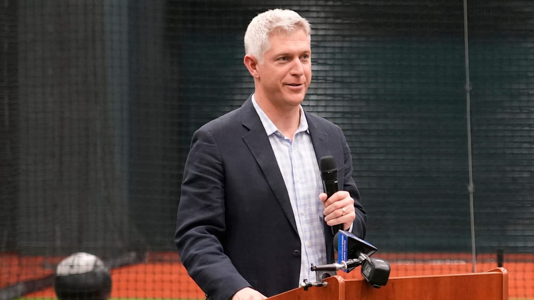 Orioles President of Baseball Operations Mike Elias welcomes the media and VIPs to the new facility. The Baltimore Orioles unveiled their new Player Development Complex to the media on Monday, Feb. 9, 2026. The 47,700 square-foot facility includes indoor batting cages and infield, a biomechanics lab, new outdoor covered batting cages and more fan access areas.