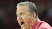 Arkansas Razorbacks head coach John Calipari during the first half against the Pacific Tigers at Bud Walton Arena.