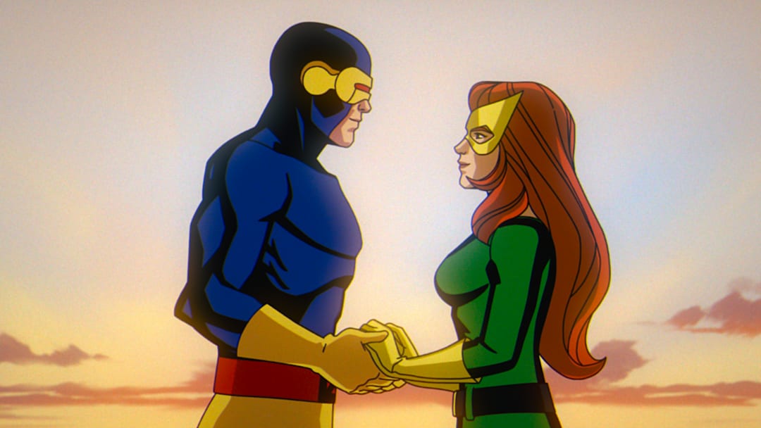 (L-R): Cyclops (voiced by Ray Chase) and Jean Grey (voiced by Jennifer Hale) in Marvel Animation's X-MEN '97. 