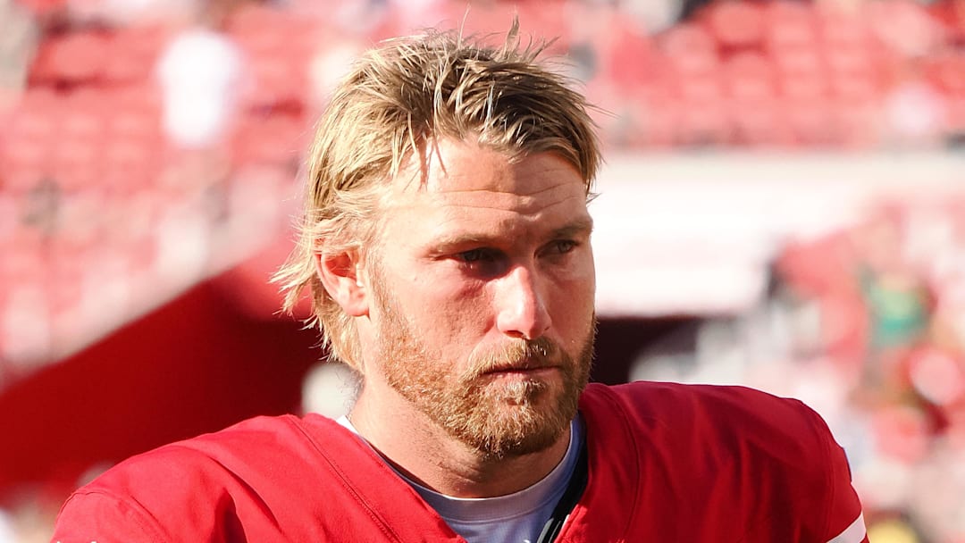 Oct 6, 2024; Santa Clara, California, USA; San Francisco 49ers punter Mitch Wishnowsky (3) after the game against the Arizona Cardinals at Levi's Stadium. Mandatory Credit: Kelley L Cox-Imagn Images